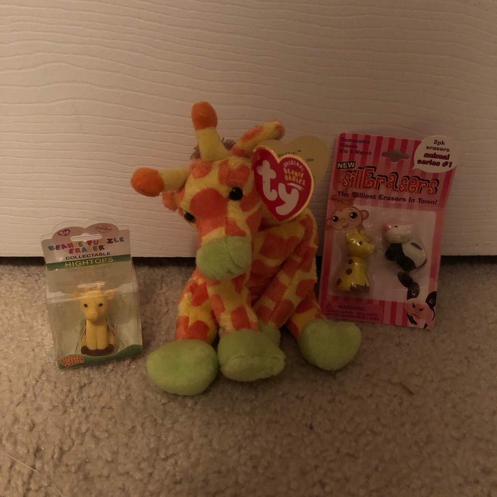 TY Beanie Baby Giraffe Plush & Erasers collection